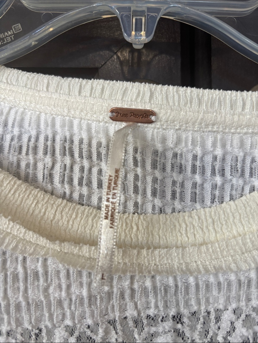 Free People Cream Crochet & Lace Layered Long Sleeve Top - Picture 2 of 3
